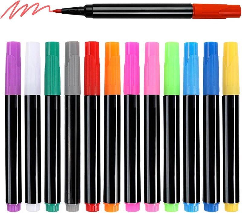 Timisigns 12-Color Neon Paint Markers for LED Note Board with Colors, Fluorescent Ink Design, Erasable Markers for LED Writing Boards, Best Gift for Kids - Image 1